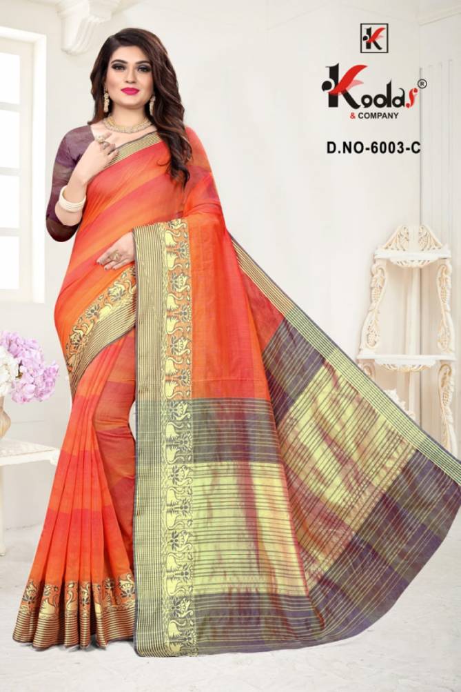 Vatika  6003 Latest Fancy Cotton Casual Wear Designer Saree Collection